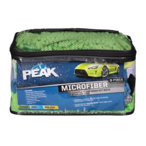 Peak 9-Piece Microfiber Complete Car Wash Kit with Storage Case Peak 9-Piece Microfiber Complete Car Wash Kit with Storage Case
